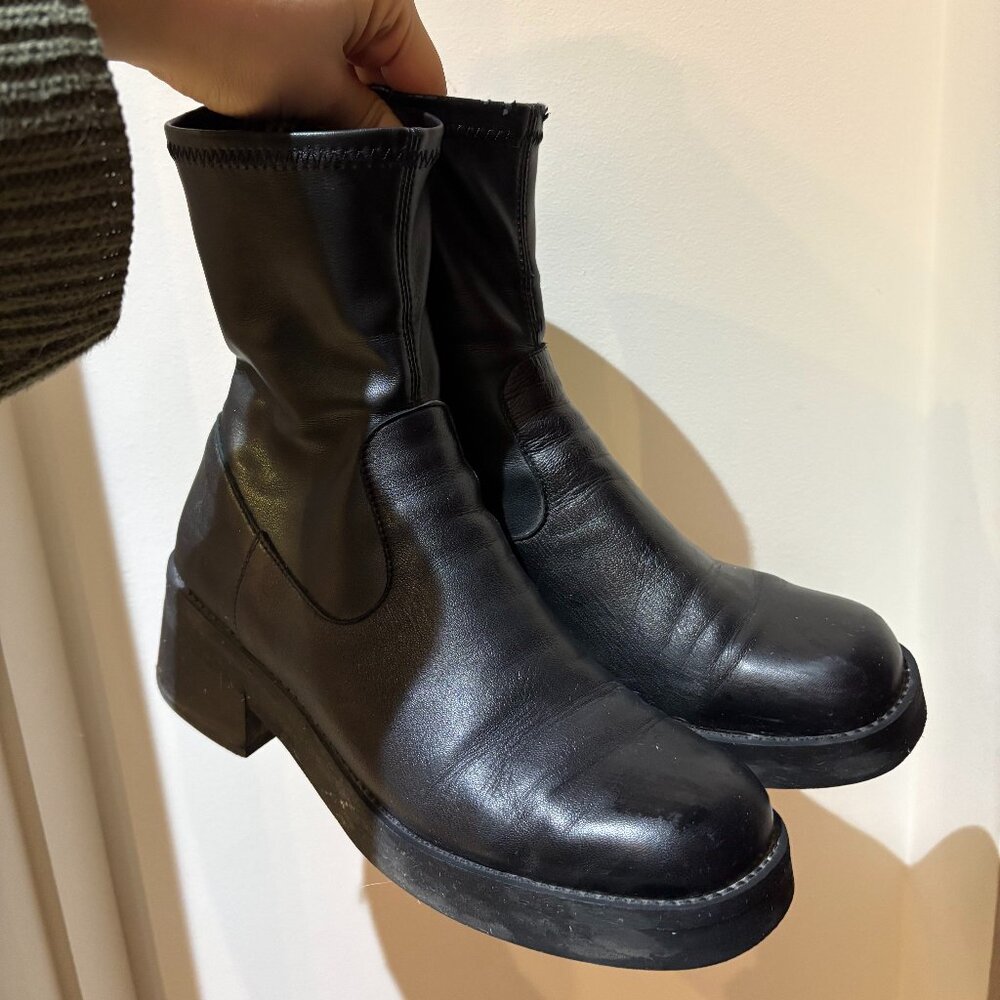 Miista Oliana Boots - Black Stretch Leather
